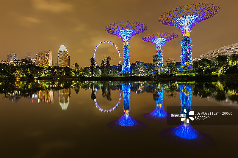 新加坡擎天大树的灯光图片素材