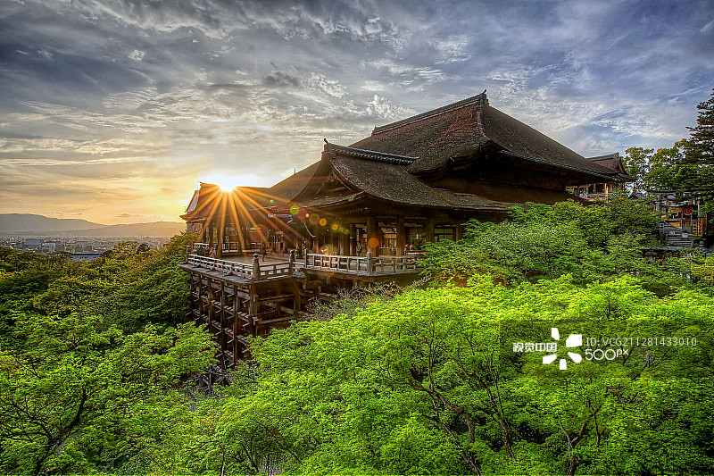 京都清水寺日落图片素材