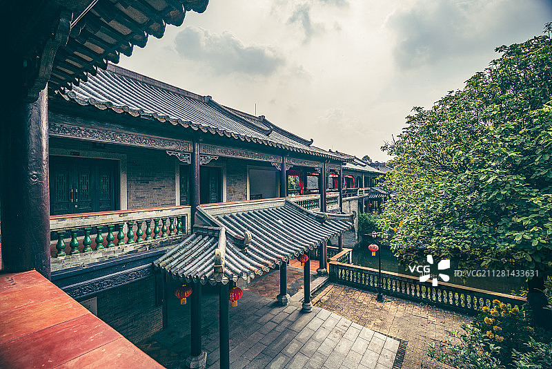 廊桥曼连+广东省东莞市道滘镇粤晖园图片素材