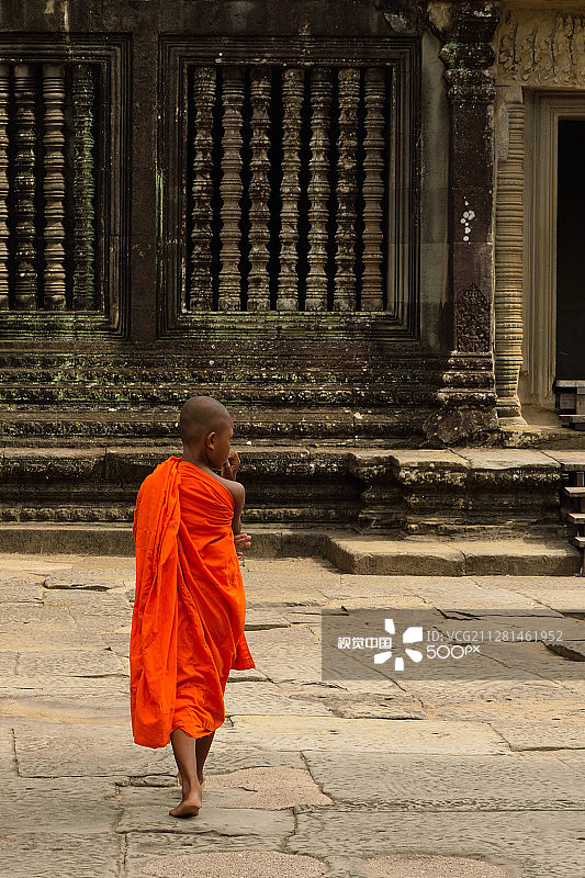 吴哥窟的小僧侣图片素材