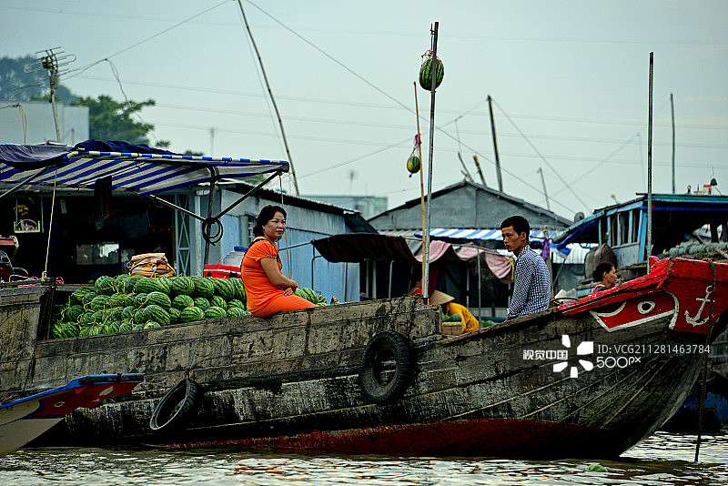 清晨的中国水上市场图片素材