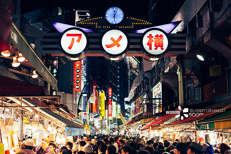 日本上野夜市图片素材