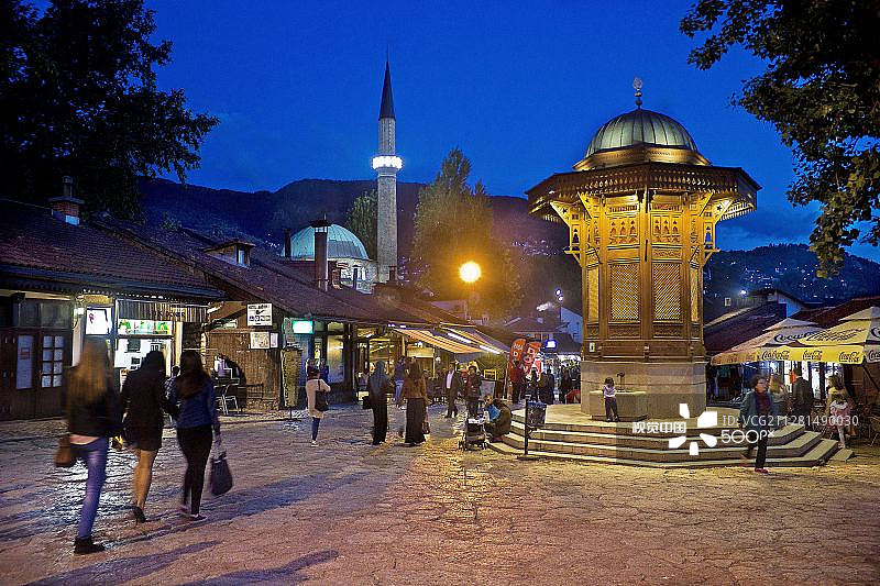 傍晚时分的萨拉热窝图片素材