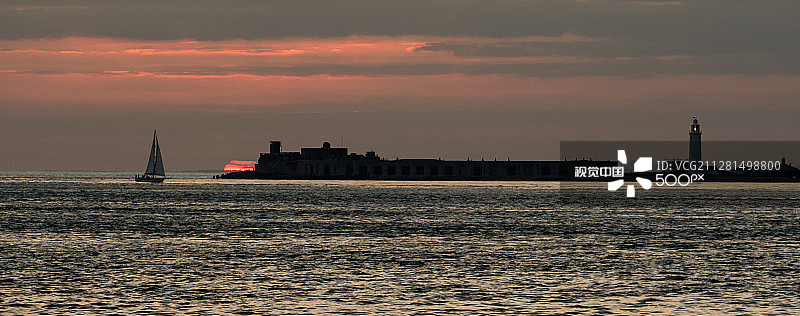 赫斯特城堡日落图片素材