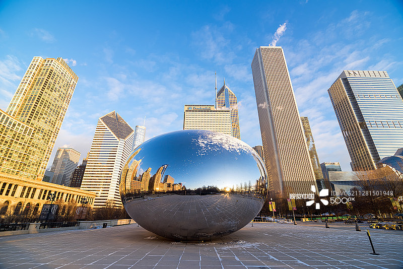 芝加哥云门日出图片素材