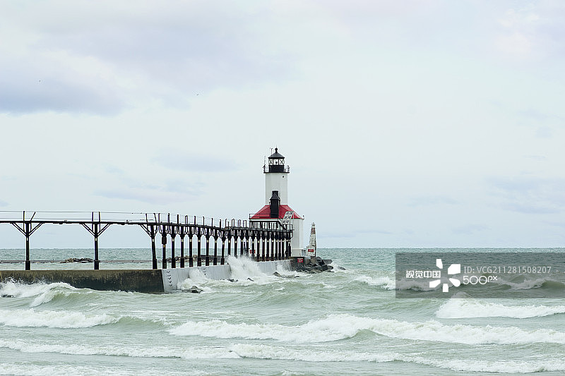 密歇根城市灯塔图片素材