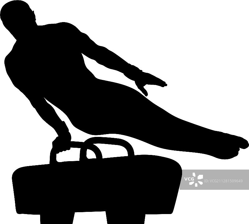 鞍马上的男子体操运动员图片素材