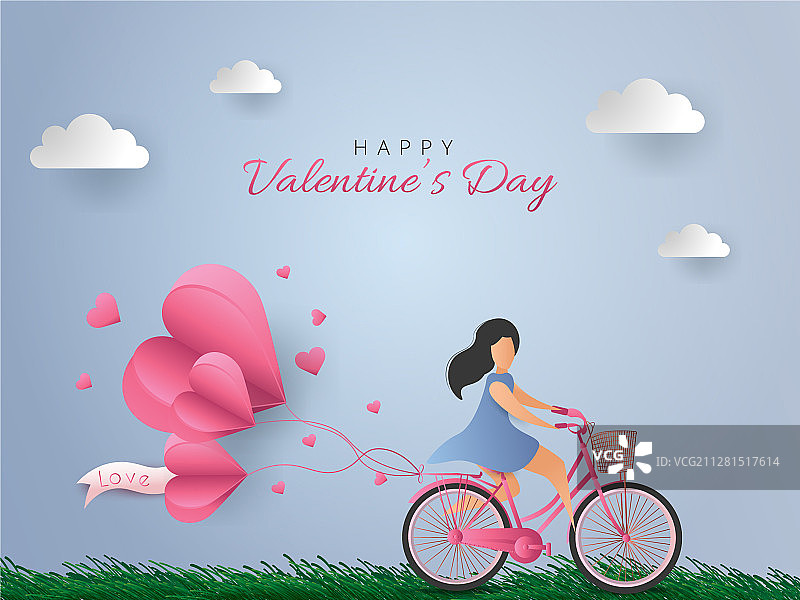 情人节贺卡骑行女人图片素材