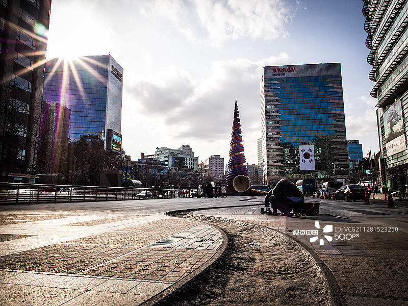 阳光下的光化门图片素材