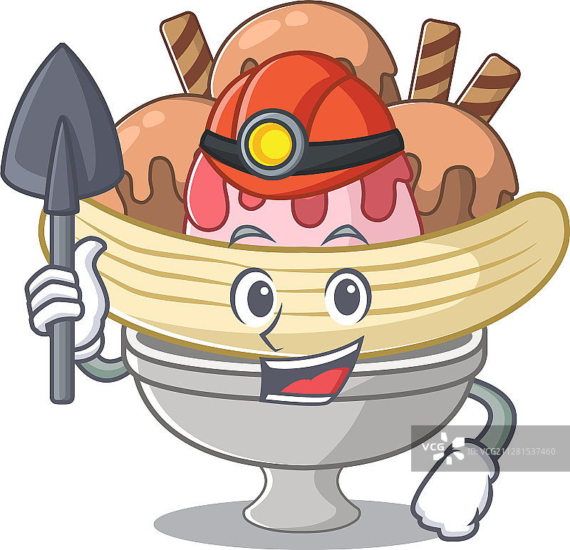 酷炫聪明的矿工香蕉船卡通角色图片素材