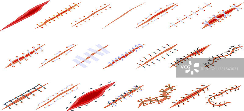 缝合线图标等距风格图片素材