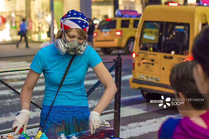 纽约街头艺术家图片素材