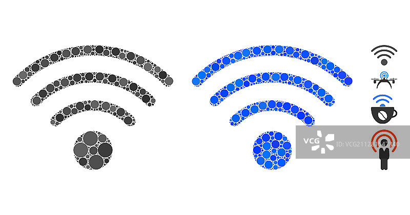 无线网络信号源马赛克圆点图标图片素材