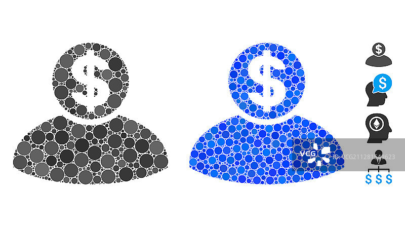 球形物品组成的银行家马赛克图标图片素材