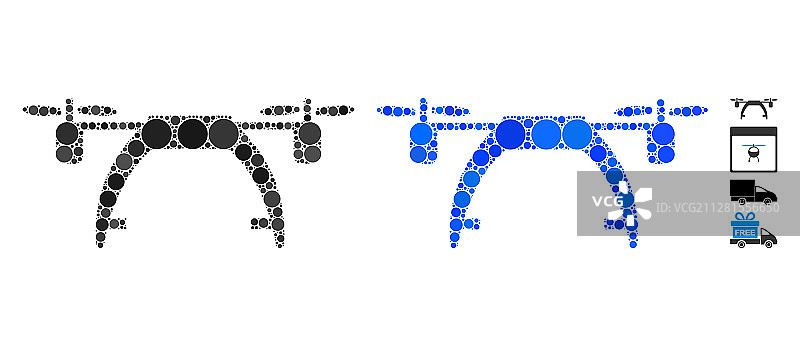 圆形点状无人机载体马赛克图标图片素材