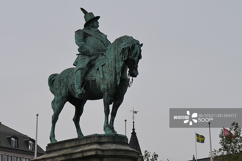 瑞典马尔默的卡尔十世·古斯塔夫雕像图片素材