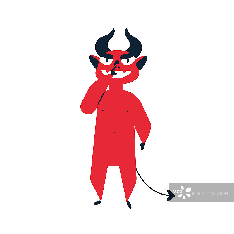 扁平风格的挖鼻孔恶魔图片素材