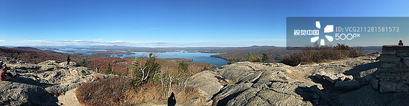 新罕布什尔州梅杰山顶的温尼珀索基湖全景图片素材