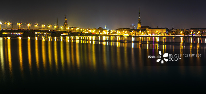 里加夜景图片素材