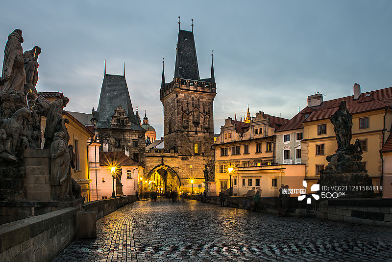 查理大桥，小城桥塔图片素材