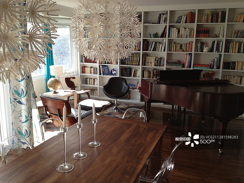 现代餐厅和客厅图片素材