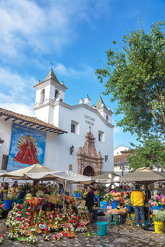 厄瓜多尔昆卡卖花人图片素材