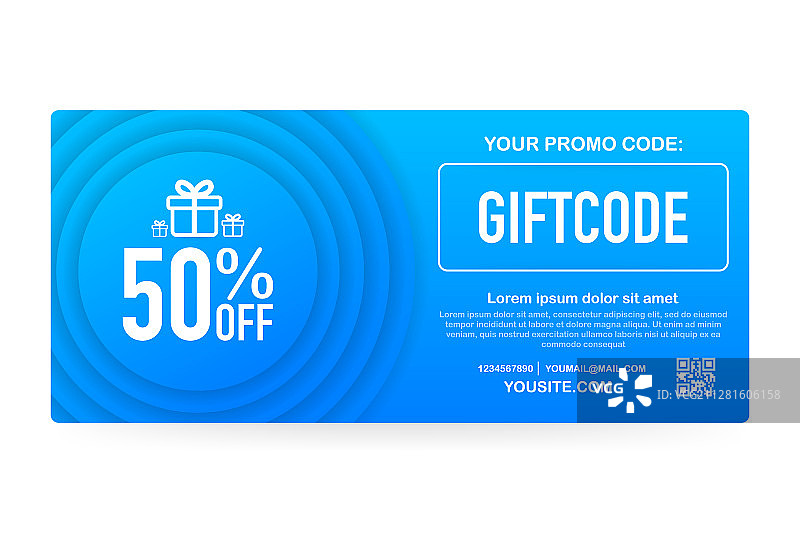 红蓝礼品卡促销代码模板图片素材