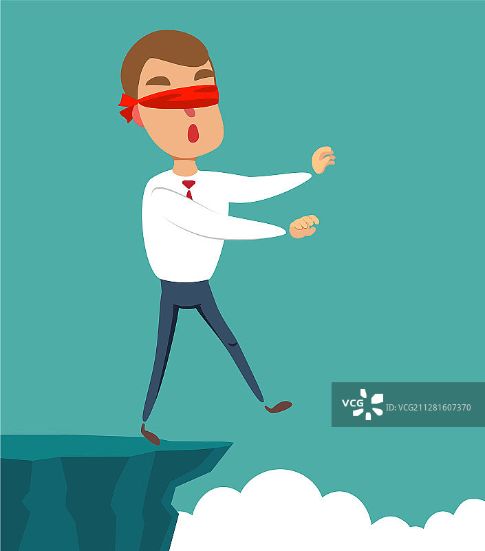 蒙眼商人走向悬崖图片素材