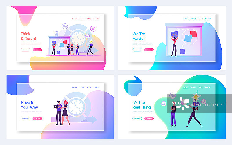 敏捷团队合作流程网站着陆页图片素材