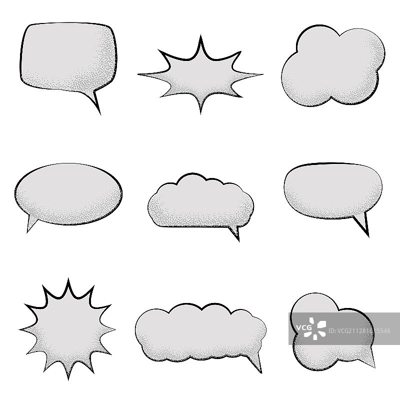 带噪音的空白漫画对话气泡集图片素材