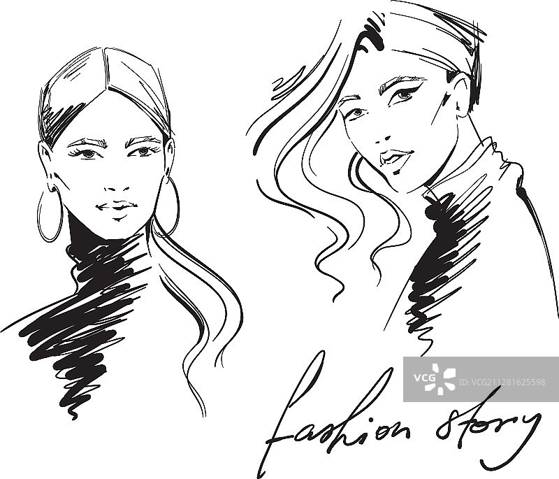 穿着高领毛衣的女性时尚写真图片素材