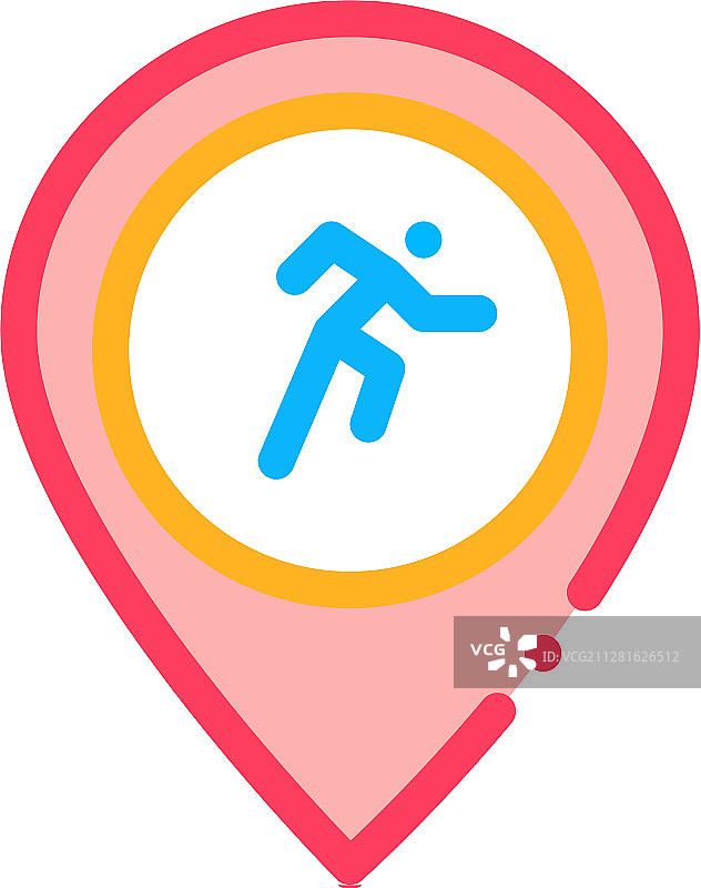 跑步运动员地理定位图标轮廓图片素材