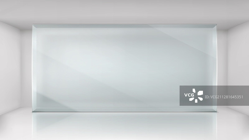 空旷展厅中的玻璃墙框架图片素材