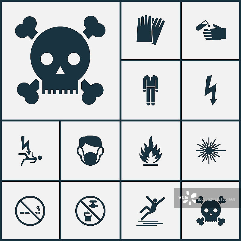 含防护服的安全图标合集图片素材