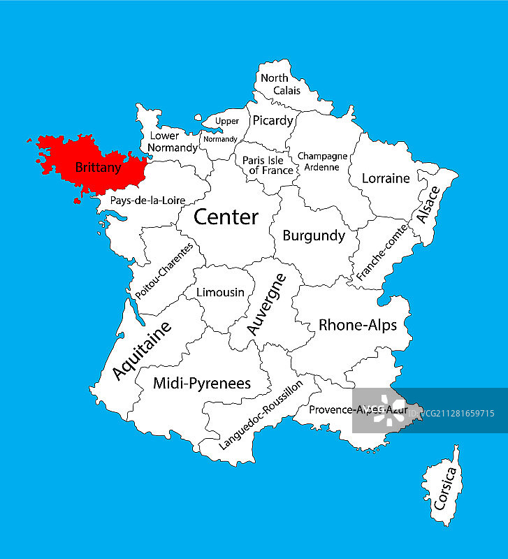 法国布列塔尼地区地图图片素材