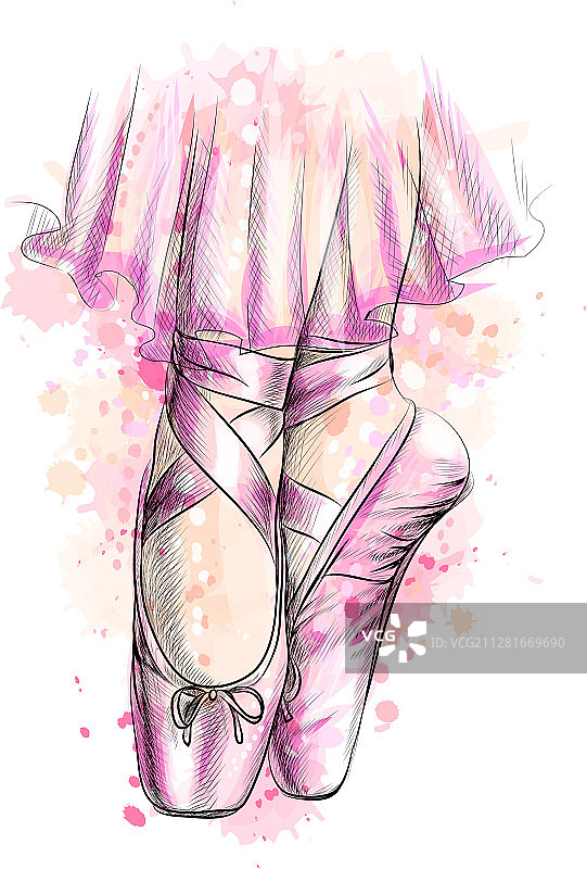 芭蕾舞演员的腿与芭蕾舞鞋图片素材