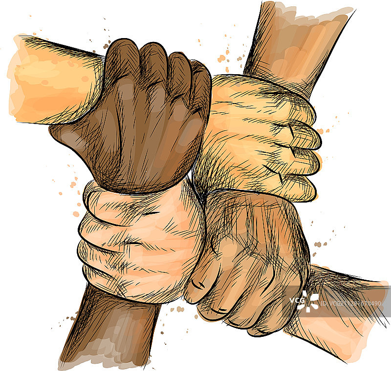 团结的人们手牵手图片素材