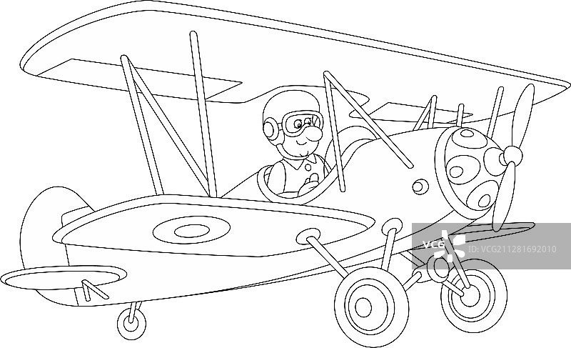 老式飞机与飞行员图片素材