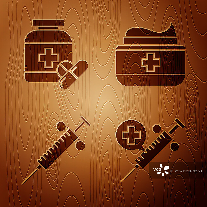 医疗注射器、针头和药瓶套件图片素材