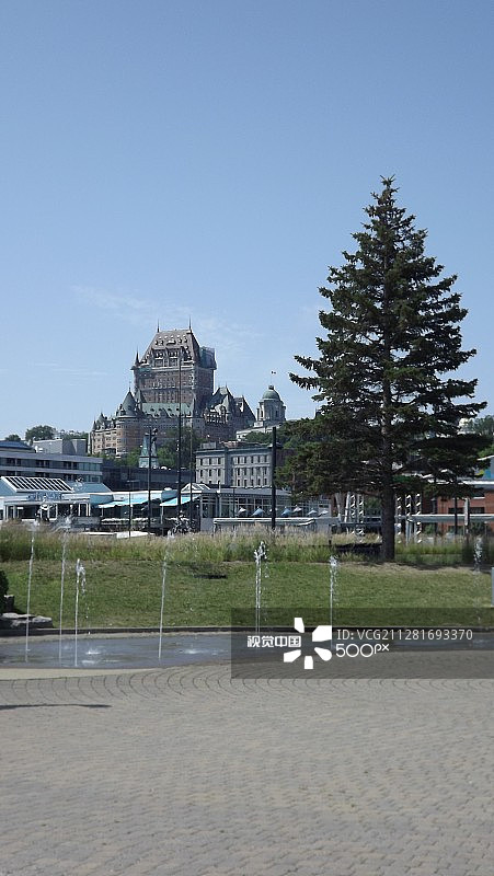 魁北克老城区老港喷泉图片素材