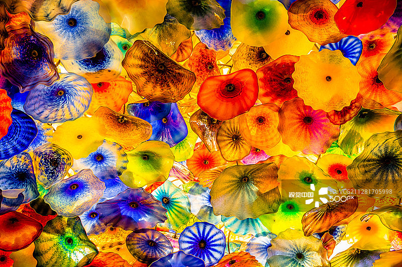 贝拉吉奥酒店戴尔·奇胡利玻璃雕塑，拉斯维加斯图片素材