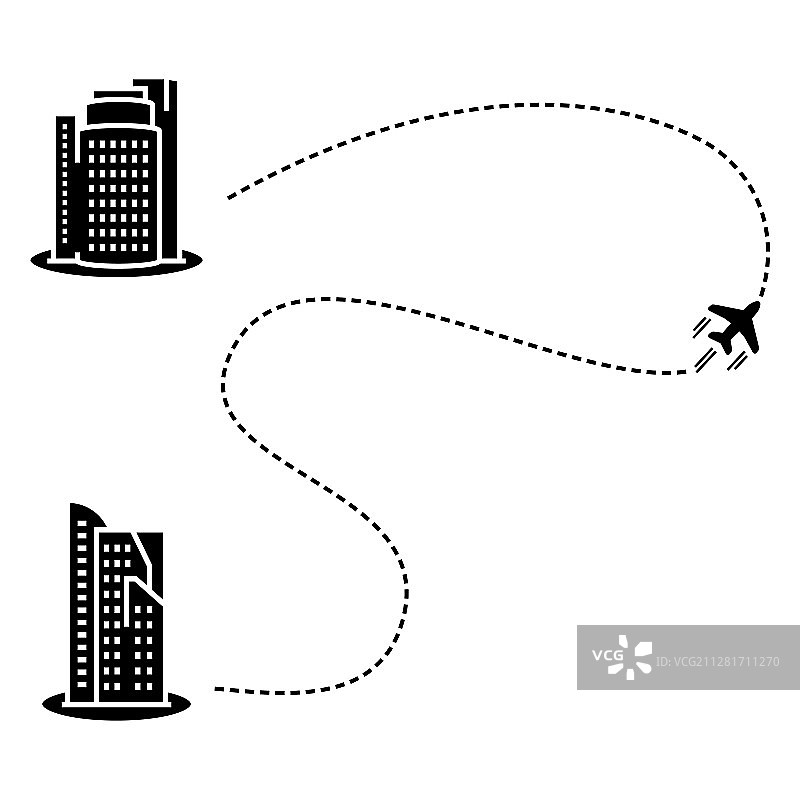 扁平风格的飞机航线图片素材