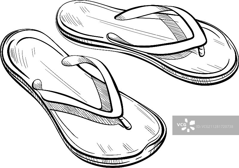 沙滩拖鞋草图图片素材