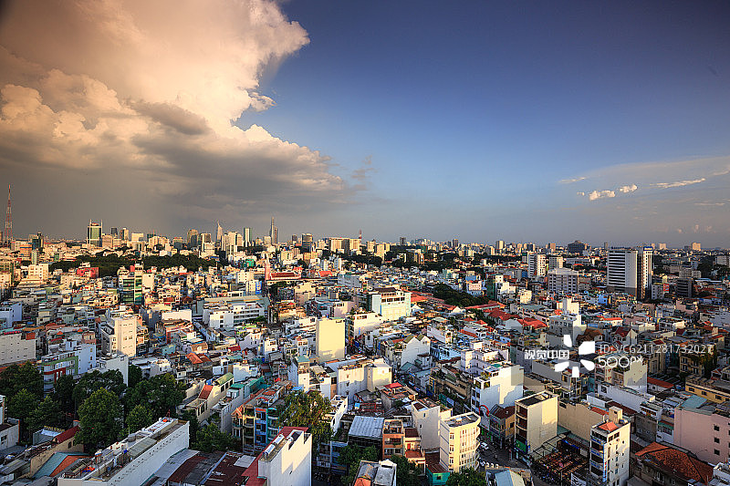 胡志明市日落城市天际线图片素材