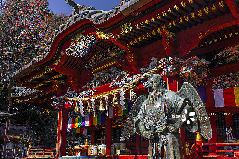 高尾山的天狗与寺庙图片素材