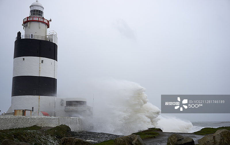 弗兰克风暴期间的胡克灯塔图片素材