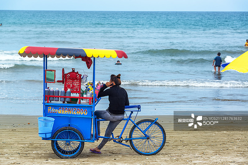 奥隆海滩上的商贩图片素材