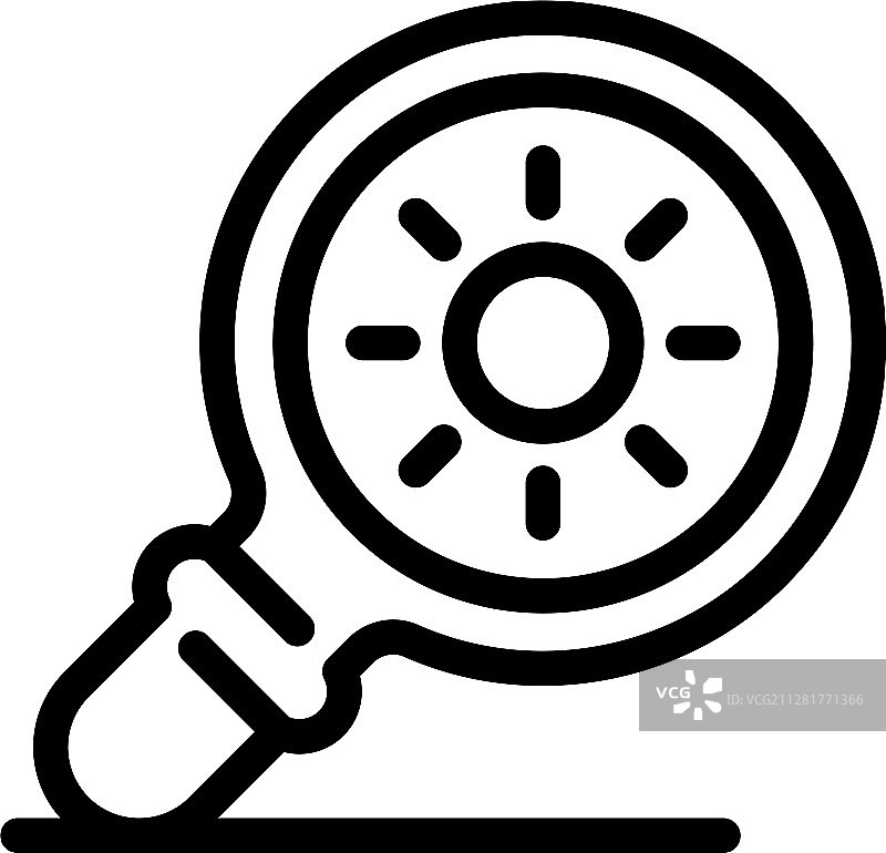 放大镜下的太阳图标轮廓样式图片素材