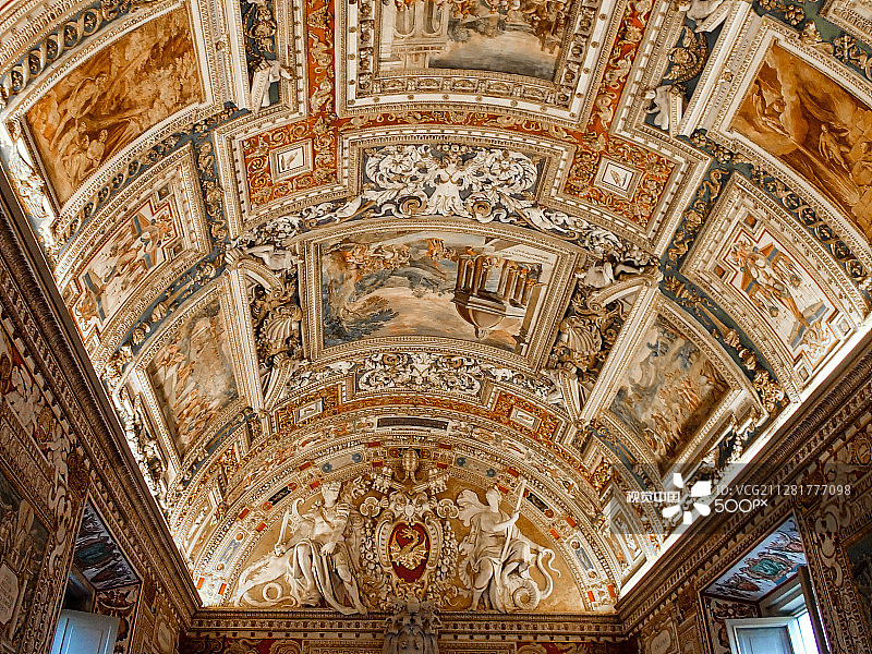 梵蒂冈博物馆的精美艺术装饰，意大利罗马图片素材