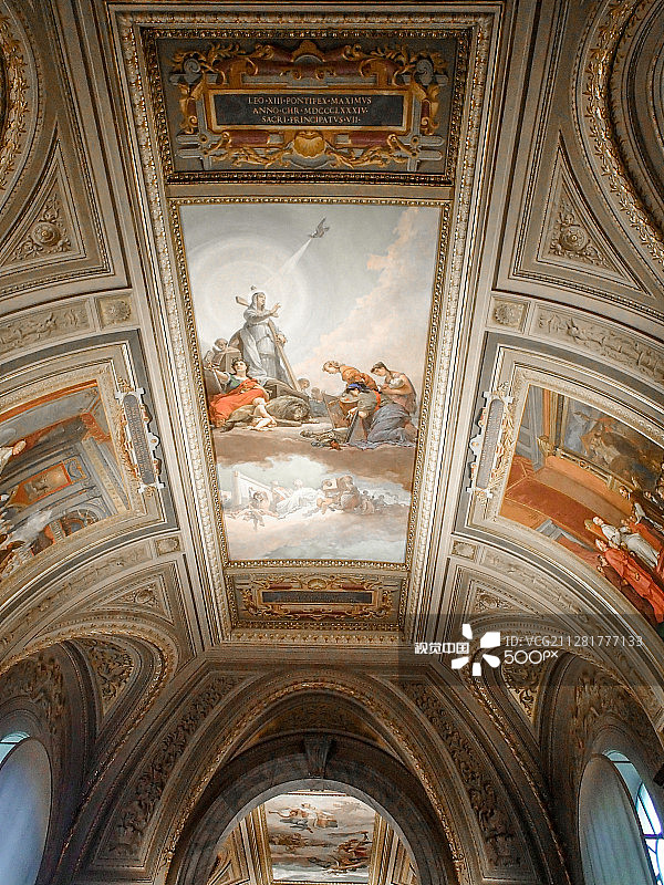 梵蒂冈博物馆的精美艺术装饰，意大利罗马图片素材